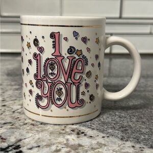 1996 I Love You Ceramic Mug by J.I.I- Pink and Gold